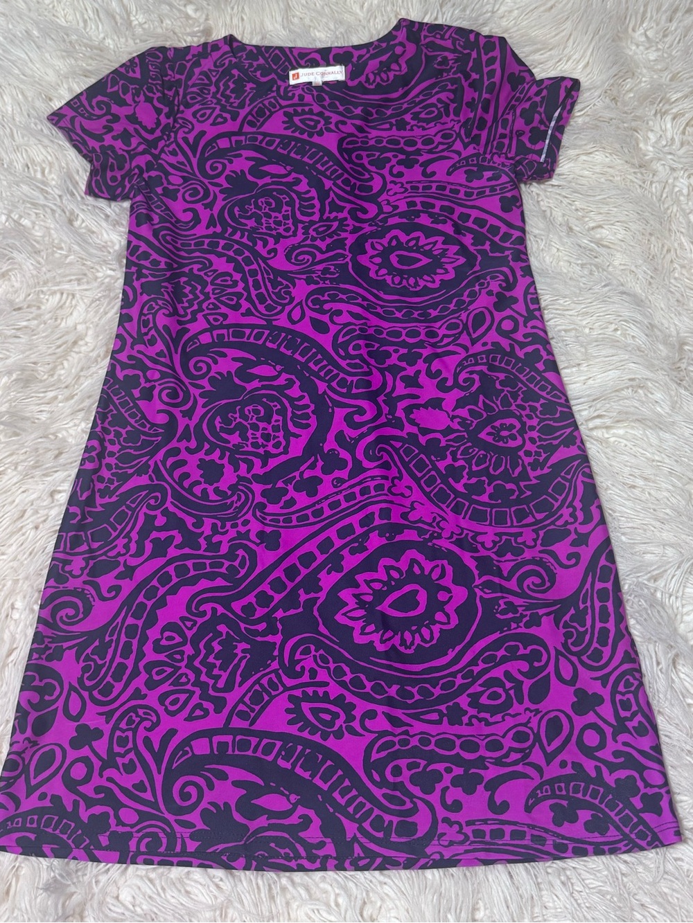 Jude Connally Ella Shift Dress Size XS Purple And Navy  STYLE# 101121S